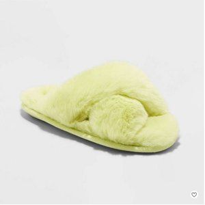 Girls' Brooklyn Crossband Fur Slippers - Cat & Jack™ Yellow